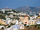 Blick auf die Christuskirche, Platanos, Agia Marina, Insel Leros, Dodekanes, Griechische Inseln, Griechenland, Europa