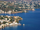 Küste von Agia Marina, Blick von oben, Insel Leros, Dodekanes, Griechische Inseln, Griechenland, Europa