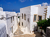 Straße von Patmos Chora, Insel Patmos, Dodekanes, Griechische Inseln, Griechenland, Europa