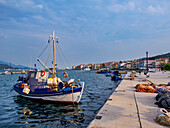 Fishing Boat at the port in Samos Town, Samos Island, North Aegean, Greek Islands, Greece, Europe