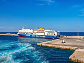 Blue Star Ferries ship at Ferry Terminal, Rhodes City, Rhodes Island, Dodecanese, Greek Islands, Greece, Europe