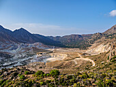 Stefanos Vulkankrater, Blick von oben, Insel Nisyros, Dodekanes, Griechische Inseln, Griechenland, Europa