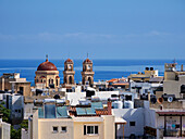 View towards the Agios Minas Cathedral, City of Heraklion, Crete, Greek Islands, Greece, Europe