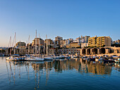 Venetian Dockyards at the Old Port, sunrise, City of Heraklion, Crete, Greek Islands, Greece, Europe