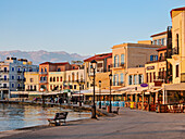 Old Town Waterfront at sunrise, City of Chania, Crete, Greek Islands, Greece, Europe