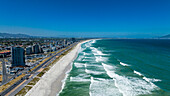 Aerial of Bloubergstrand Beach with Table Mountain in the background, Table Bay, Cape Town, South Africa, Africa