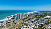 Aerial of Bloubergstrand Beach, Table Bay, Cape Town, South Africa, Africa