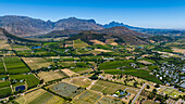 Aerial of Franschhoek, wine area, Western Cape Province, South Africa, Africa
