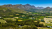 Luftaufnahme von Franschhoek, Weingebiet, Westliche Kap-Provinz, Südafrika, Afrika
