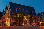 Marktplatz mit Rathaus in den Abendstunden, Quedlinburg, Harz, Sachsen-Anhalt, Deutschland, Europa