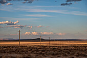 Usa, New Mexico, Shiprock, Electricity poles in High Desert