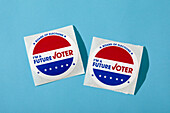 Future voter sticker on blue background
