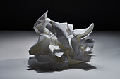 Studio shot of white crumpled paper