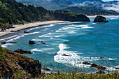 USA, Oregon, High angle of Cannon Beach coastline