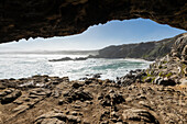 South Africa, Hermanus, Sea and rocky coast in Walker Bay Nature Reserve
