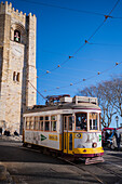 Tram in the streets of Lisbon