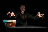 Puppeteer Javier Aranda performs his play "Vida"