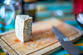 Artisan Cabrales Blue Cheese on Wooden Board