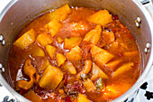 Andalusian Cuttlefish and Potato Stew in Pot