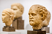 Roman Marble Busts on Display in Sevilla Archaeological Museum