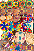 Abu Simbel, Aswan, Egypt. Colorful basket souvenirs at a tourist shop. (Editorial Use Only)