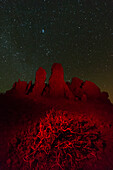 Roque de los Muchachos at night under a starry sky. La Palma Island, Canary Islands, Spain.