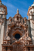 Ein Detail der Casa del Prado im Balboa Park. Balboa Park, San Diego, Kalifornien, USA.