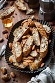 Gluten free Italian cantucci biscuits with almonds and chocolate chips