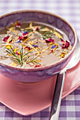 Trout broth with dried flowers