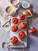 Apple and peanut butter muffins with strawberries