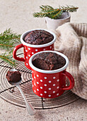 Mug brownies with chocolate and cinnamon