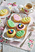 Easter sandwich biscuits with sugar icing