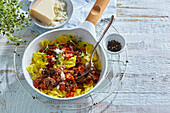 Pasta with beef and tomatoes