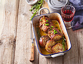 Pork roulade with vegetable filling and rosemary