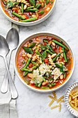 Minestrone with green beans and pasta