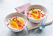 Chia pudding with pomegranate and orange