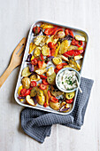 Oven vegetables with herb quark