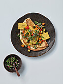 Crepe with fried tofu and vegetable salsa