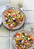 Greek salad with feta, olives and vegetables
