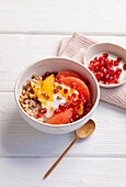 Buckwheat and citrus bowl with pomegranate and yoghurt