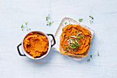 Pumpkin spread on bread with cress