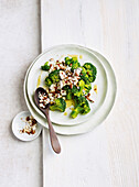 Broccoli with feta and almond crumbs