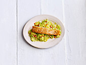 Lemon salmon on creamy Brussels sprouts