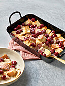 Poor man's knight casserole with cherries