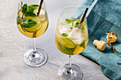 Hugo cocktail with mint and lime