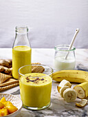 Golden milk smoothie with banana and ginger