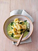 Gnocchi with courgette cream and parsley