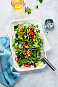 Green asparagus salad with strawberries and walnuts