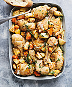 Chicken thighs with potatoes and carrots