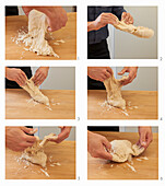 Step-by-step instructions for kneading dough